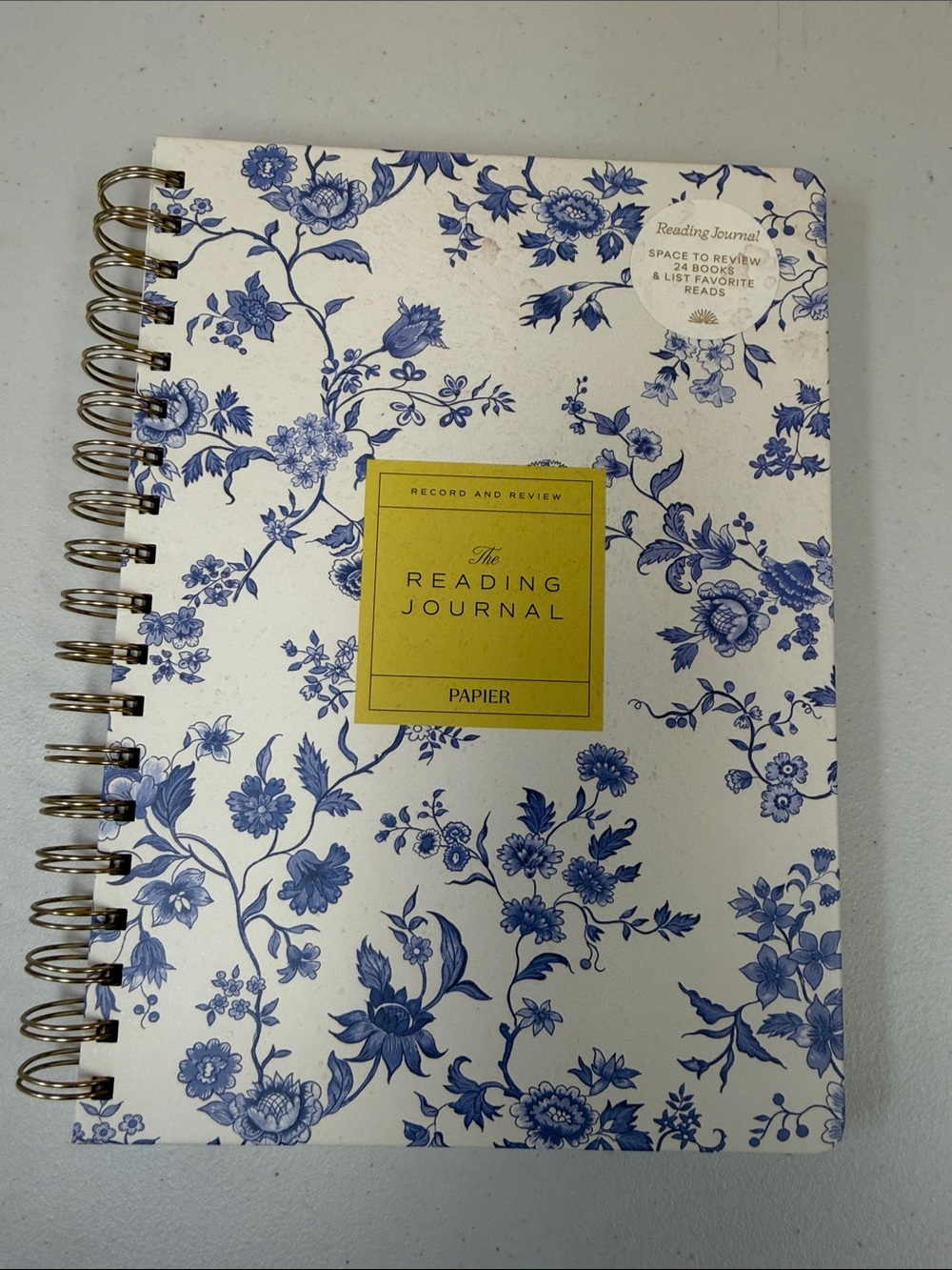 Blue Floral Reading Journal - The Reading Journal by Papier Record and Review